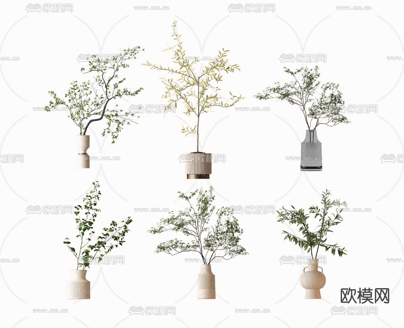 现代水培绿植花瓶3d模型下载