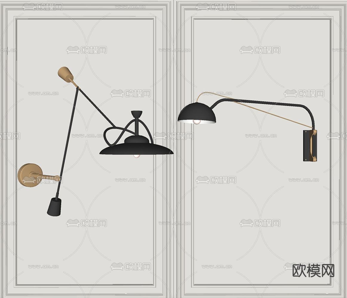 工业风金属壁灯su模型下载（渲染图2）