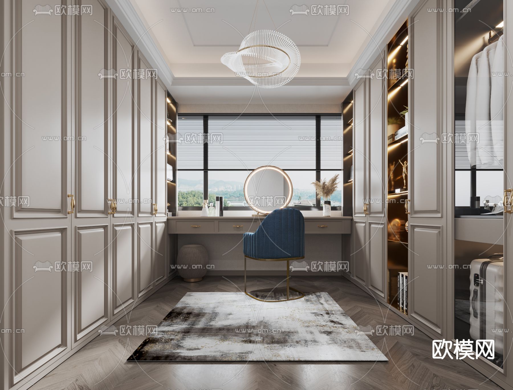 现代轻奢衣帽间免费3d模型下载