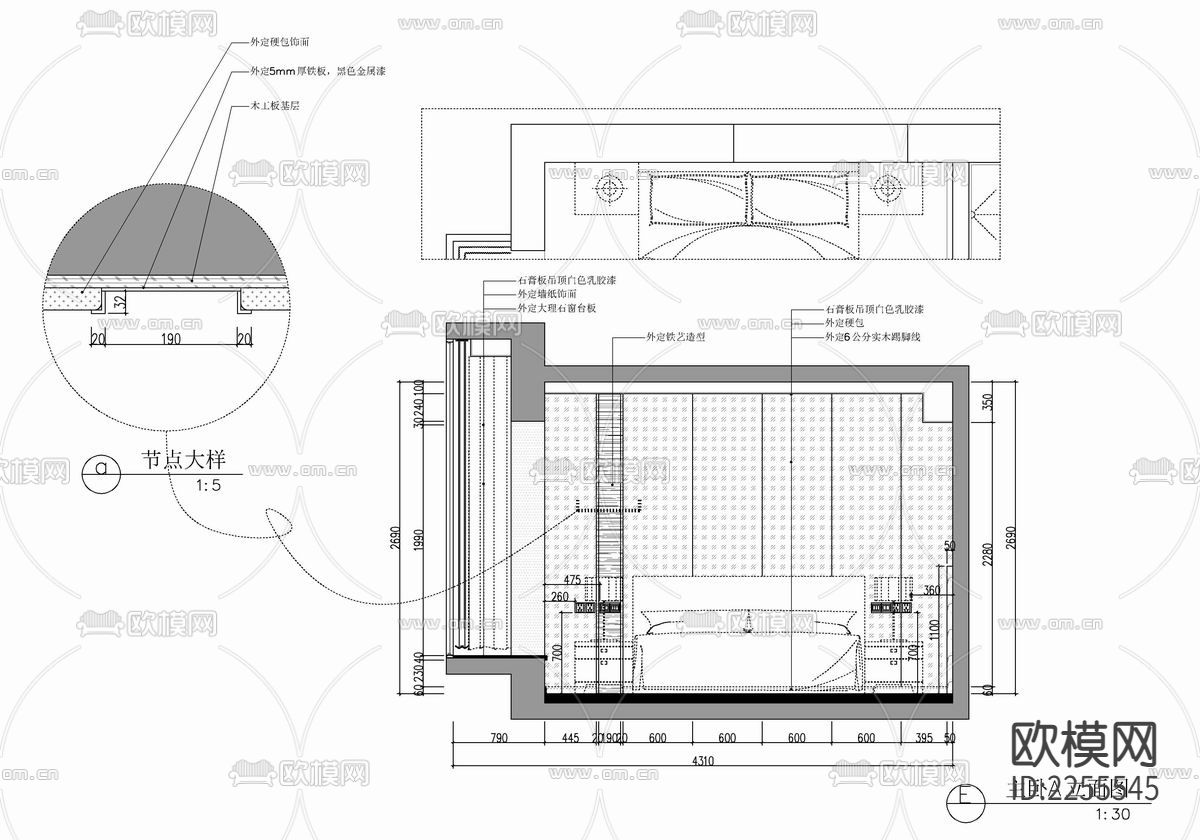 130㎡家装大平层cad施工图下载（渲染图8）