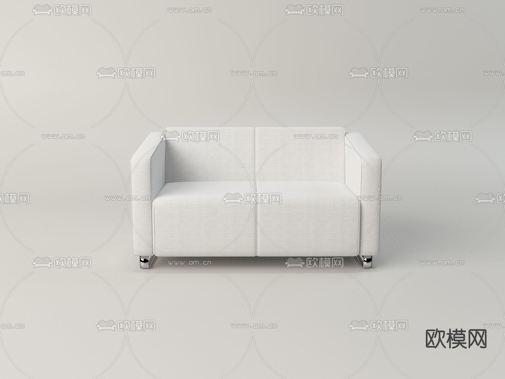 现代白色双人沙发免费3d模型下载_ID12087876_3dmax免费模型-欧模网