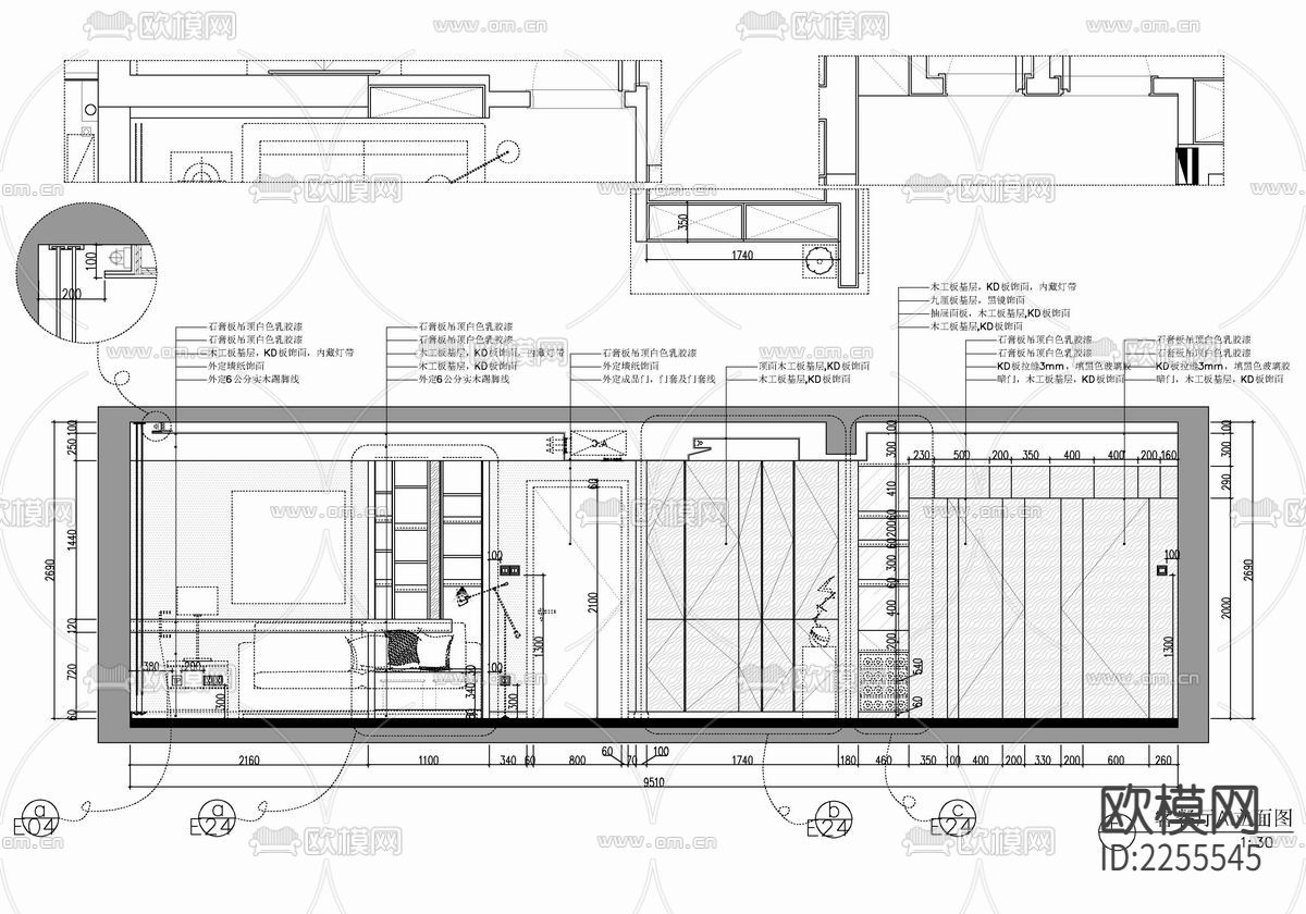 130㎡家装大平层cad施工图下载（渲染图5）
