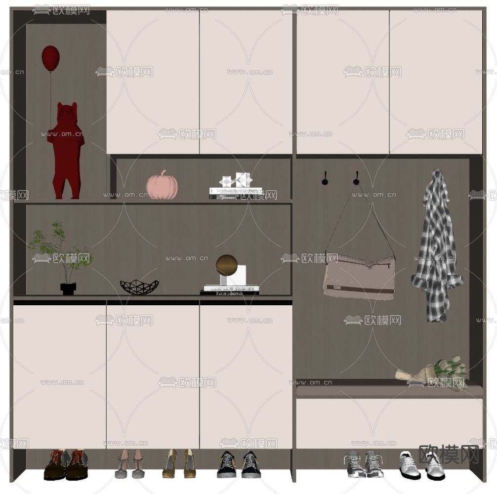 现代鞋柜su模型下载（渲染图2）