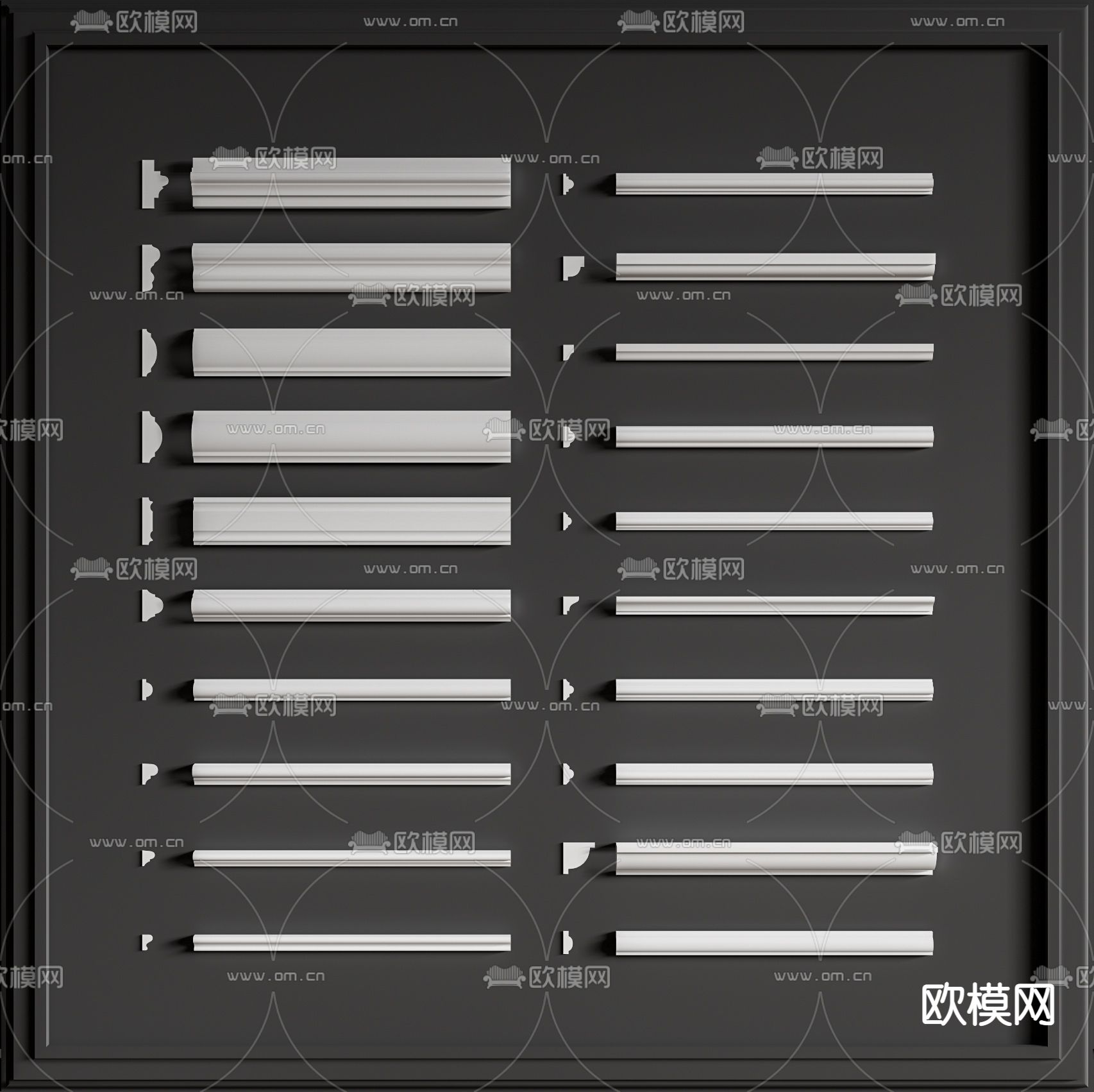 欧式石膏线腰线角花su模型下载（渲染图1）