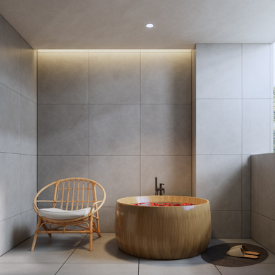  侘寂风SPA会所泡澡间su模型 