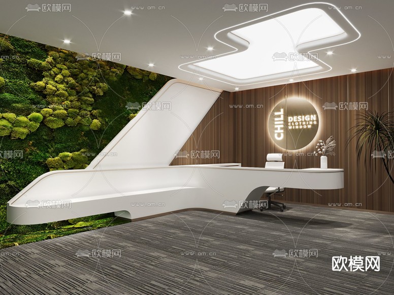 现代公司前台接待3d模型下载