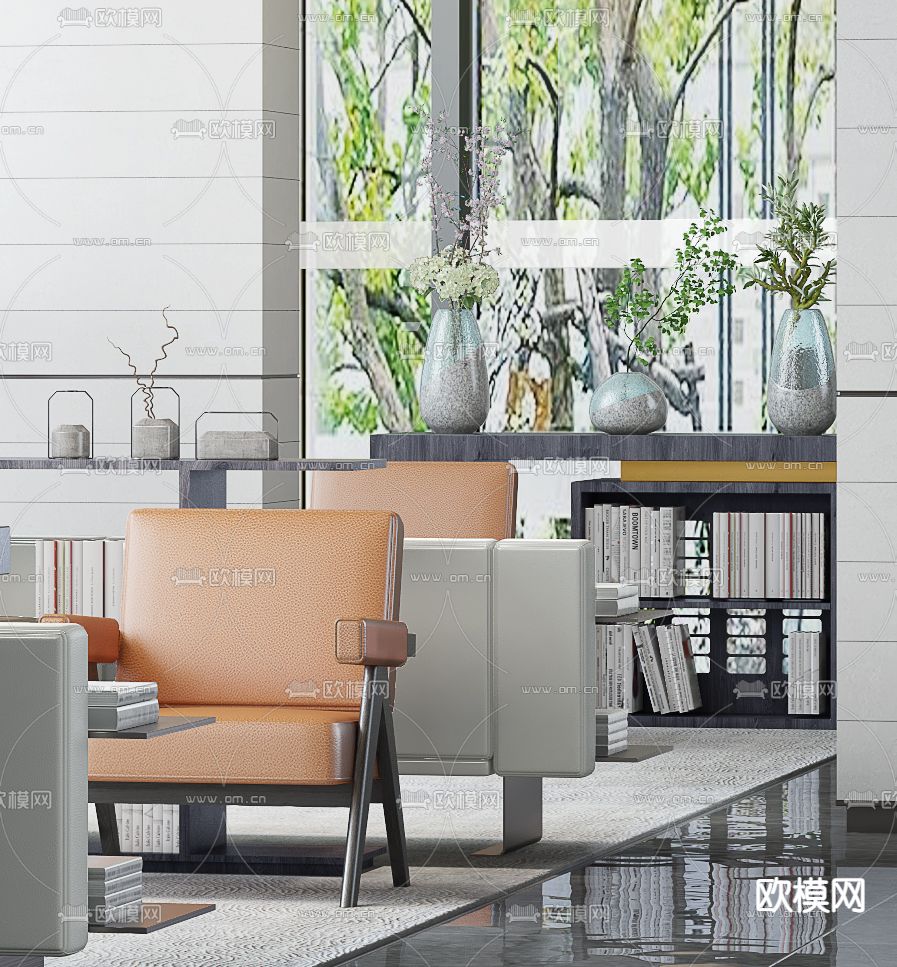 六艺源设计 现代售楼处洽谈区3d模型下载（渲染图3）