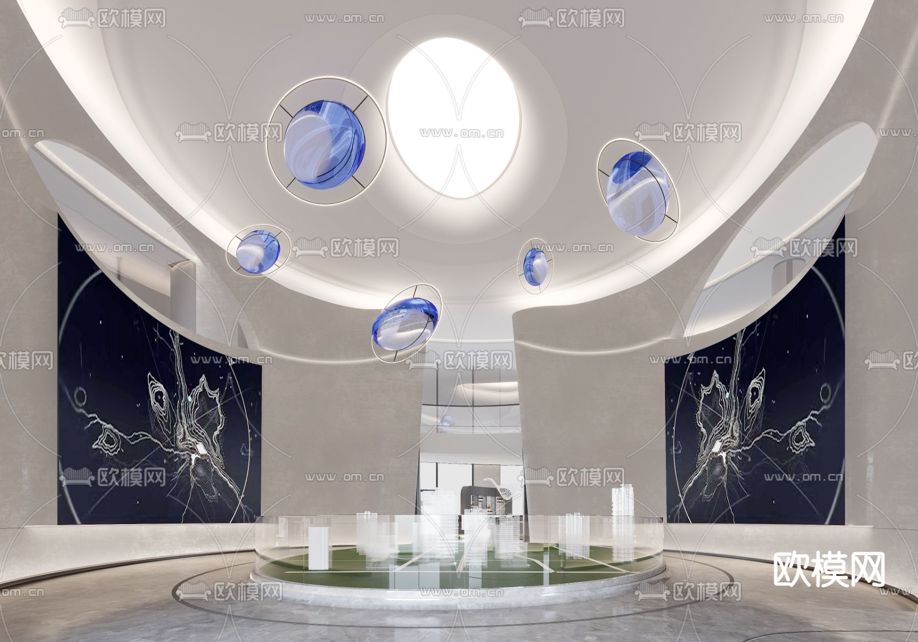 现代奶油白售楼处3d模型下载_ID12092341_3dmax免费模型-欧模网