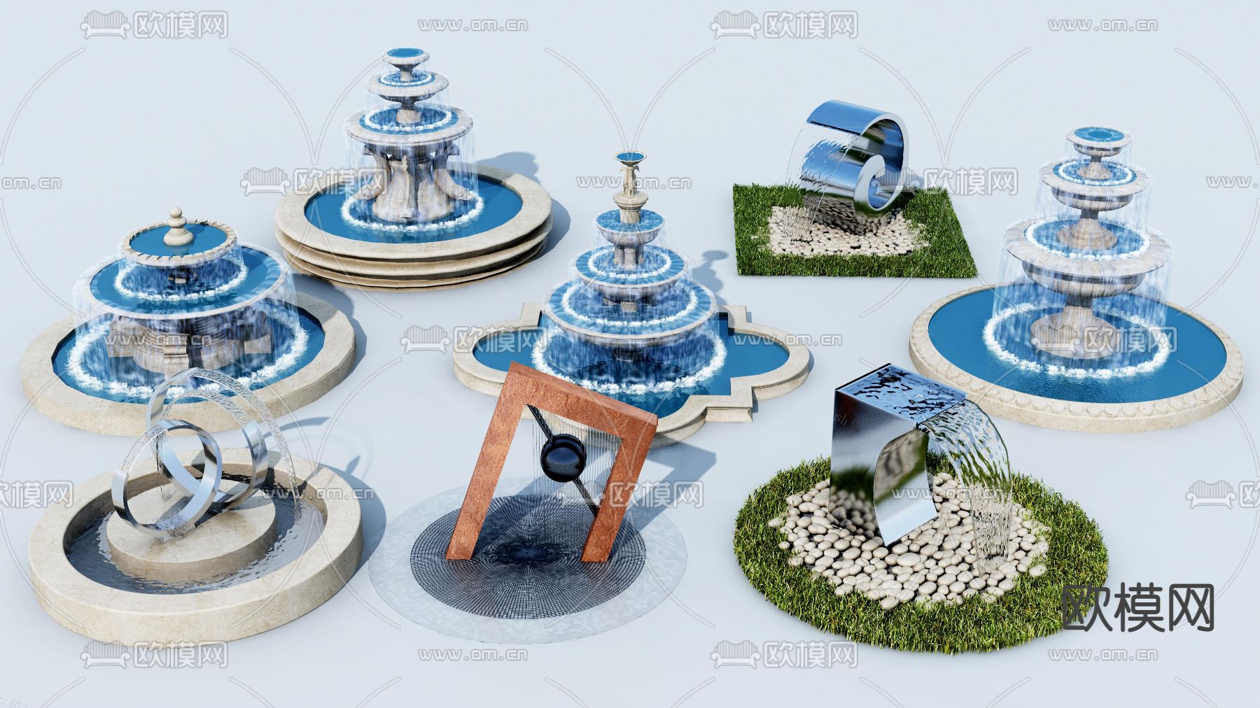 欧式喷泉小品su模型下载（渲染图1）