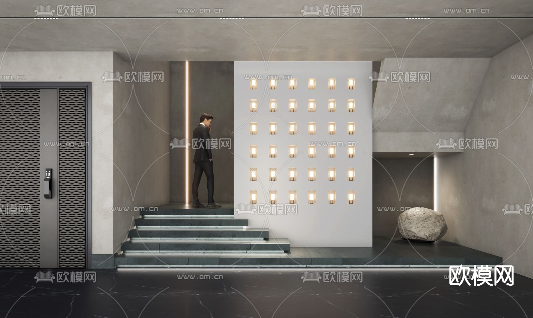 现代转角楼梯间su模型