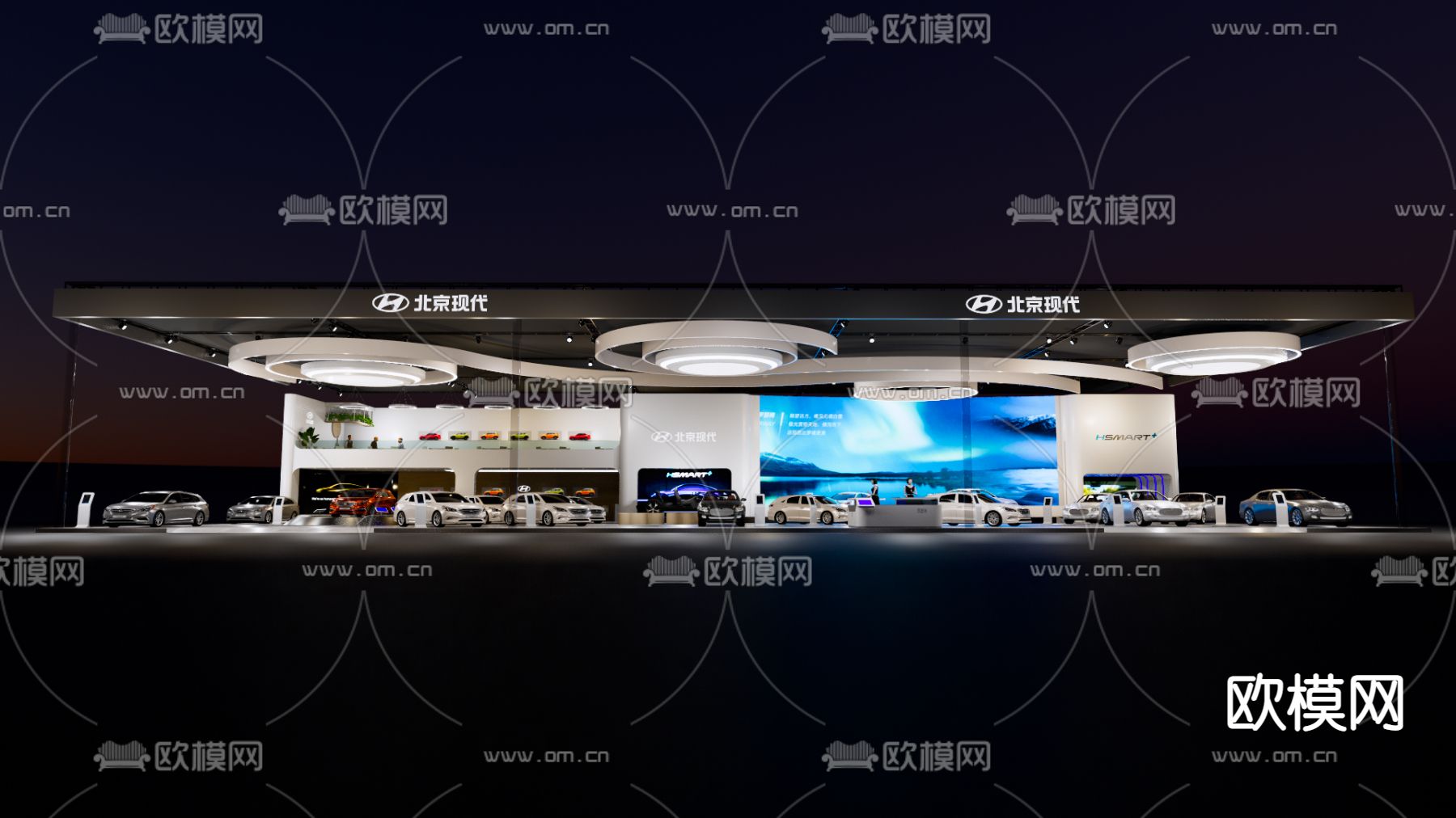 现代汽车展厅su模型下载（渲染图3）