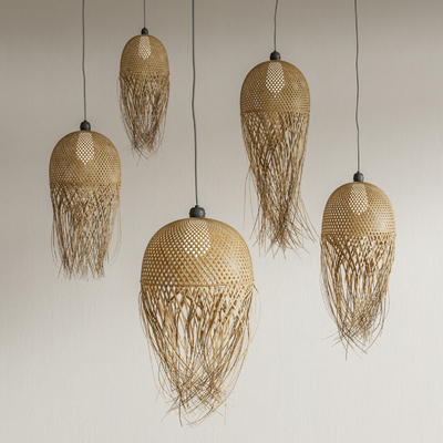 侘寂风藤编吊灯su模型