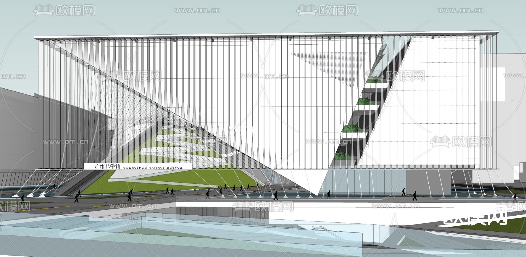 现代科学馆建筑外观su模型下载（渲染图3）