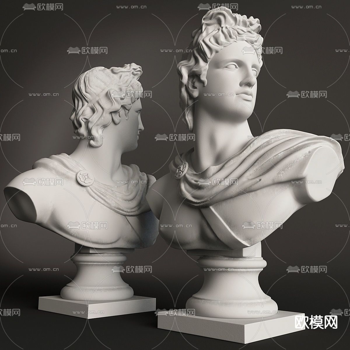 欧式人物石膏雕塑3d模型下载