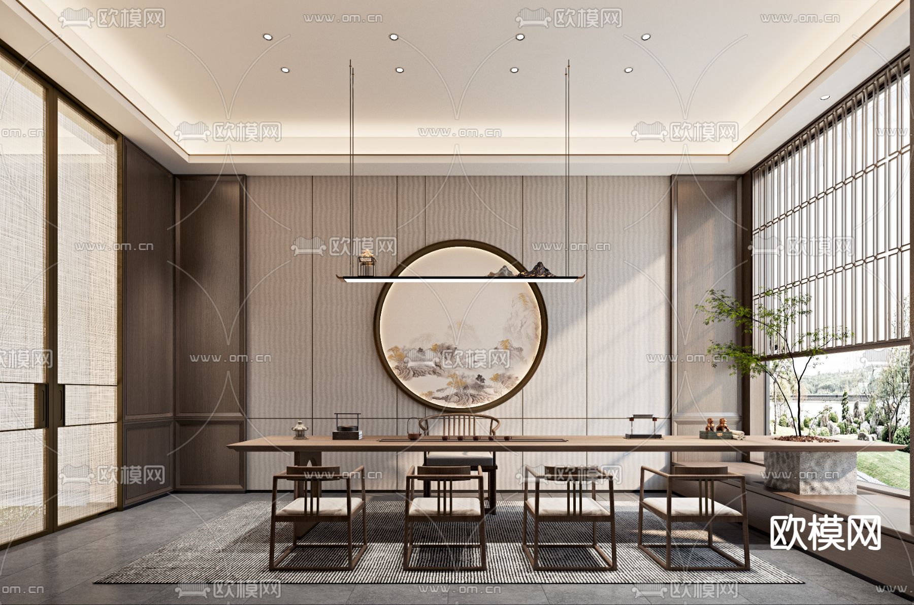 新中式茶室3d模型下载