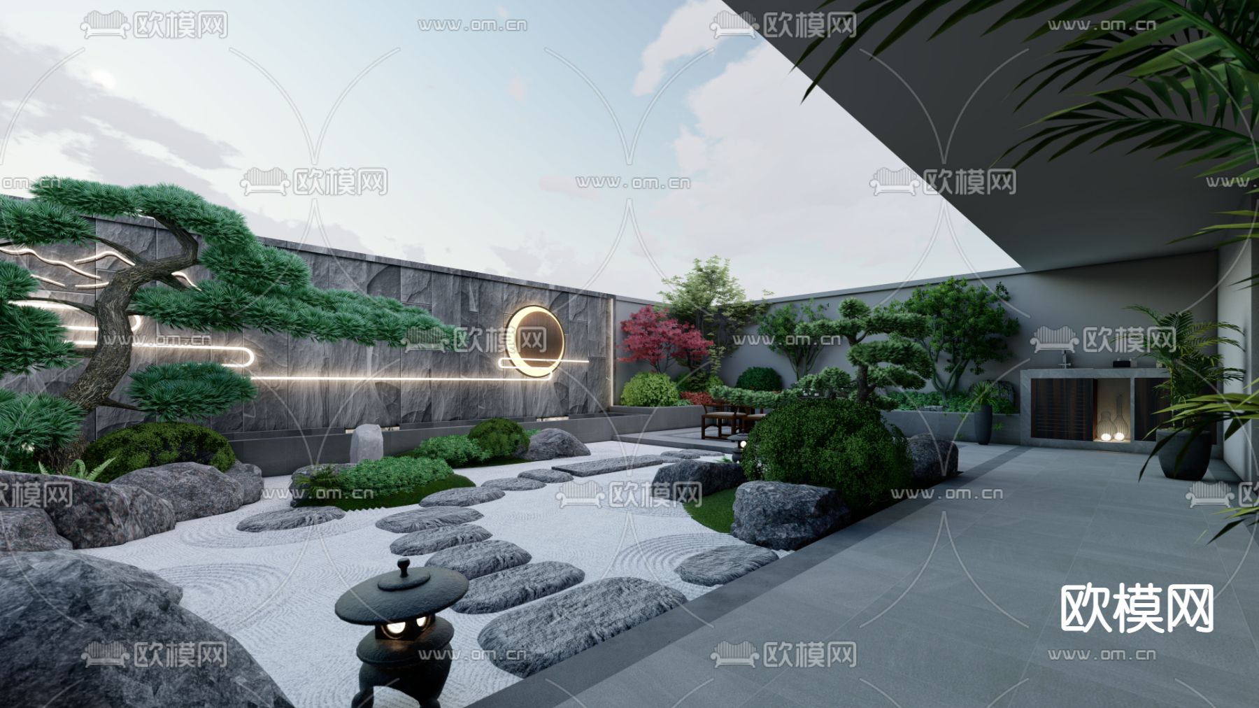 日式别墅庭院su模型下载_ID12082068_sketchup模型下载-欧模网