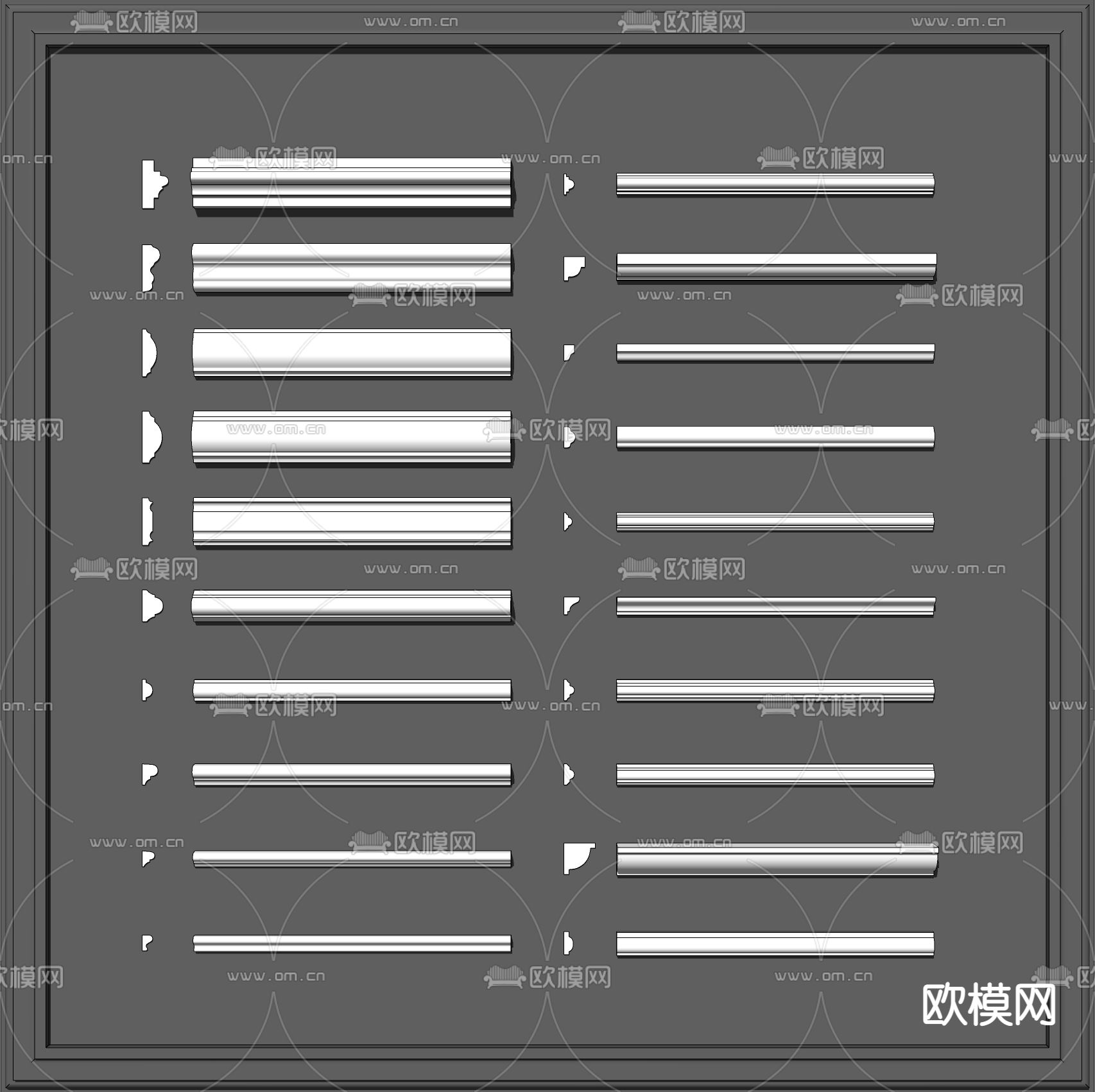 欧式石膏线腰线角花su模型下载（渲染图2）