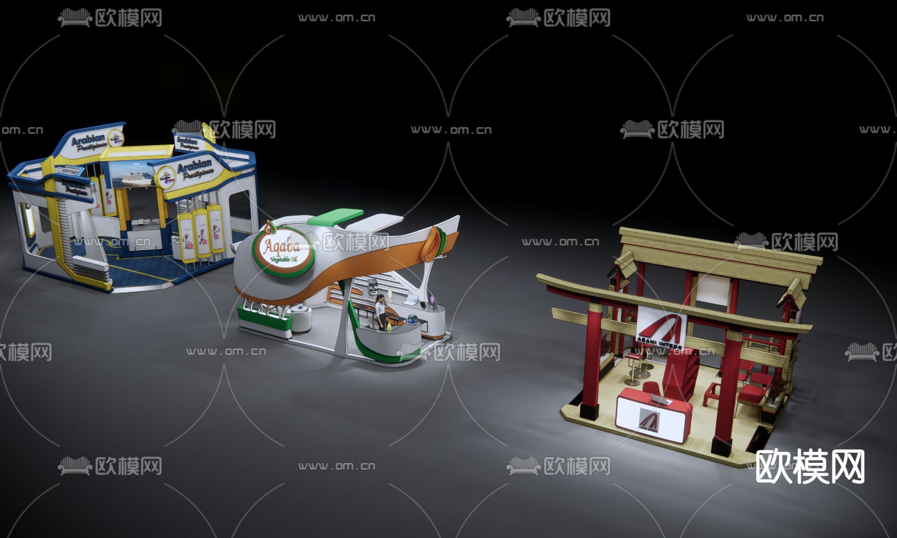 现代展厅展台su模型下载