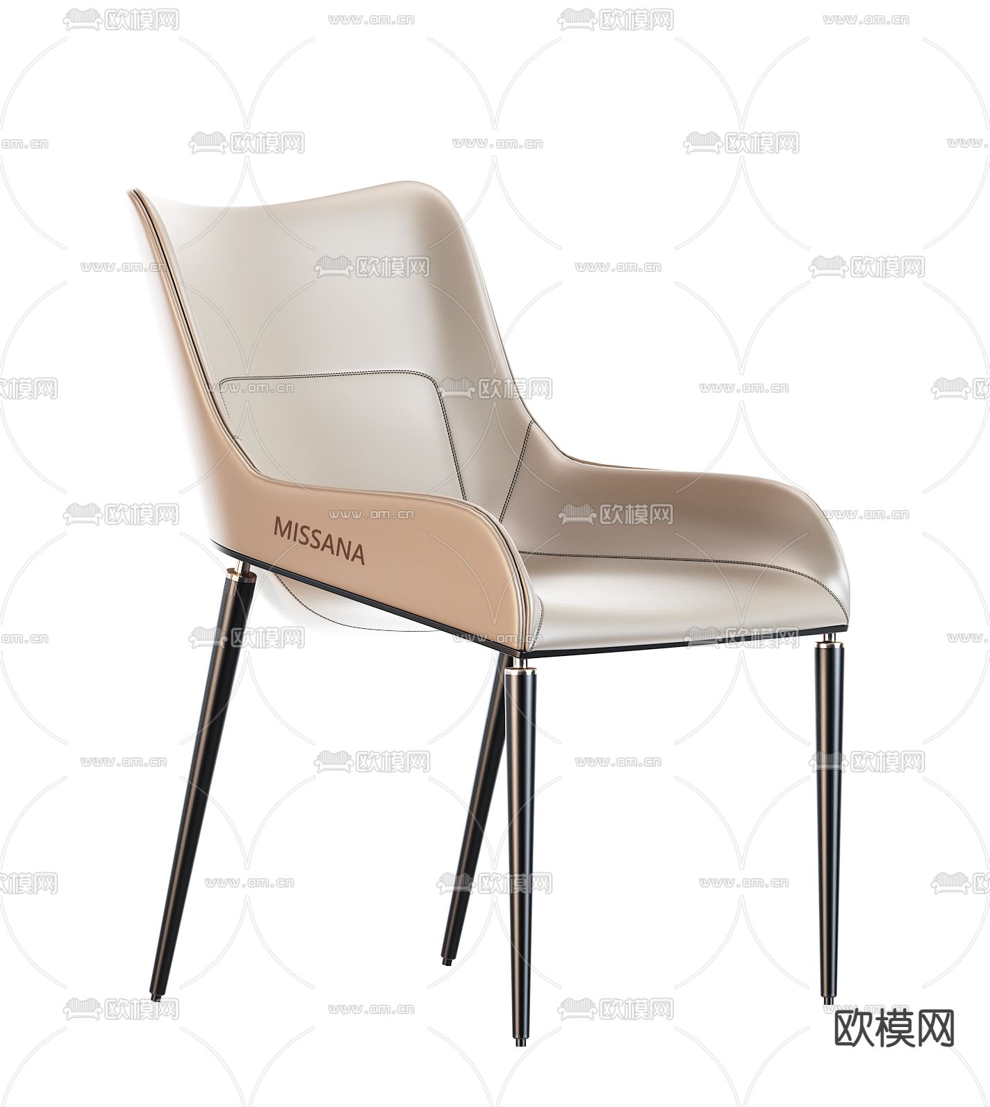 MISSANA 现代棕色单椅子3d模型下载（渲染图2）