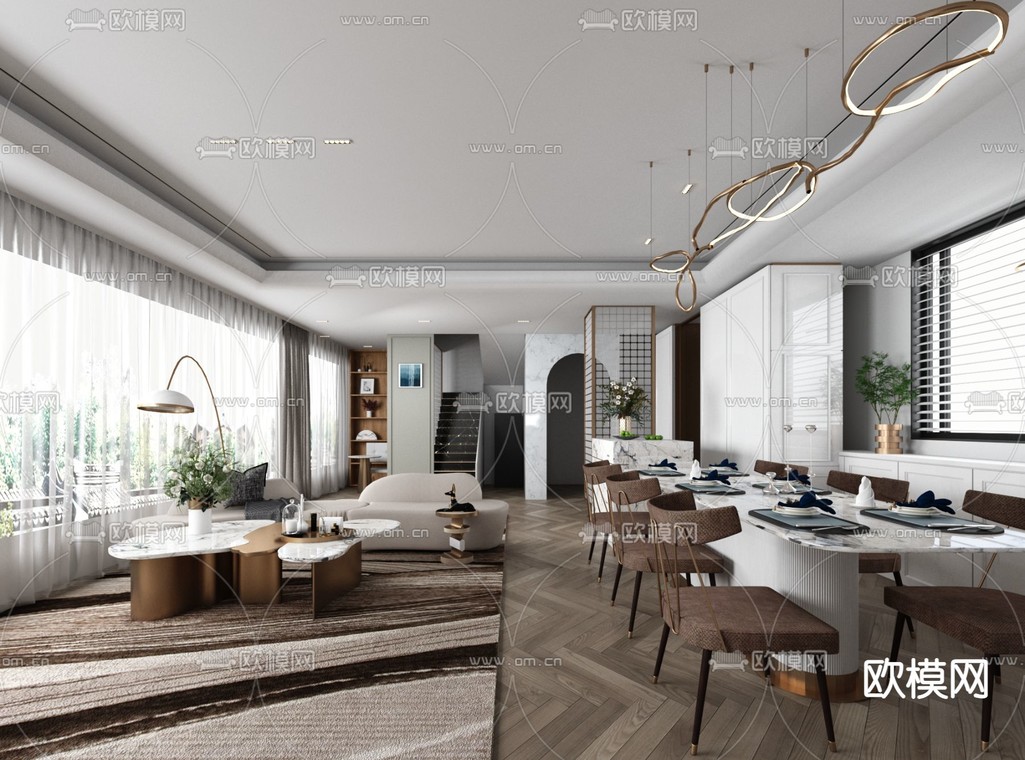 穆德设计 现代客餐厅3d模型