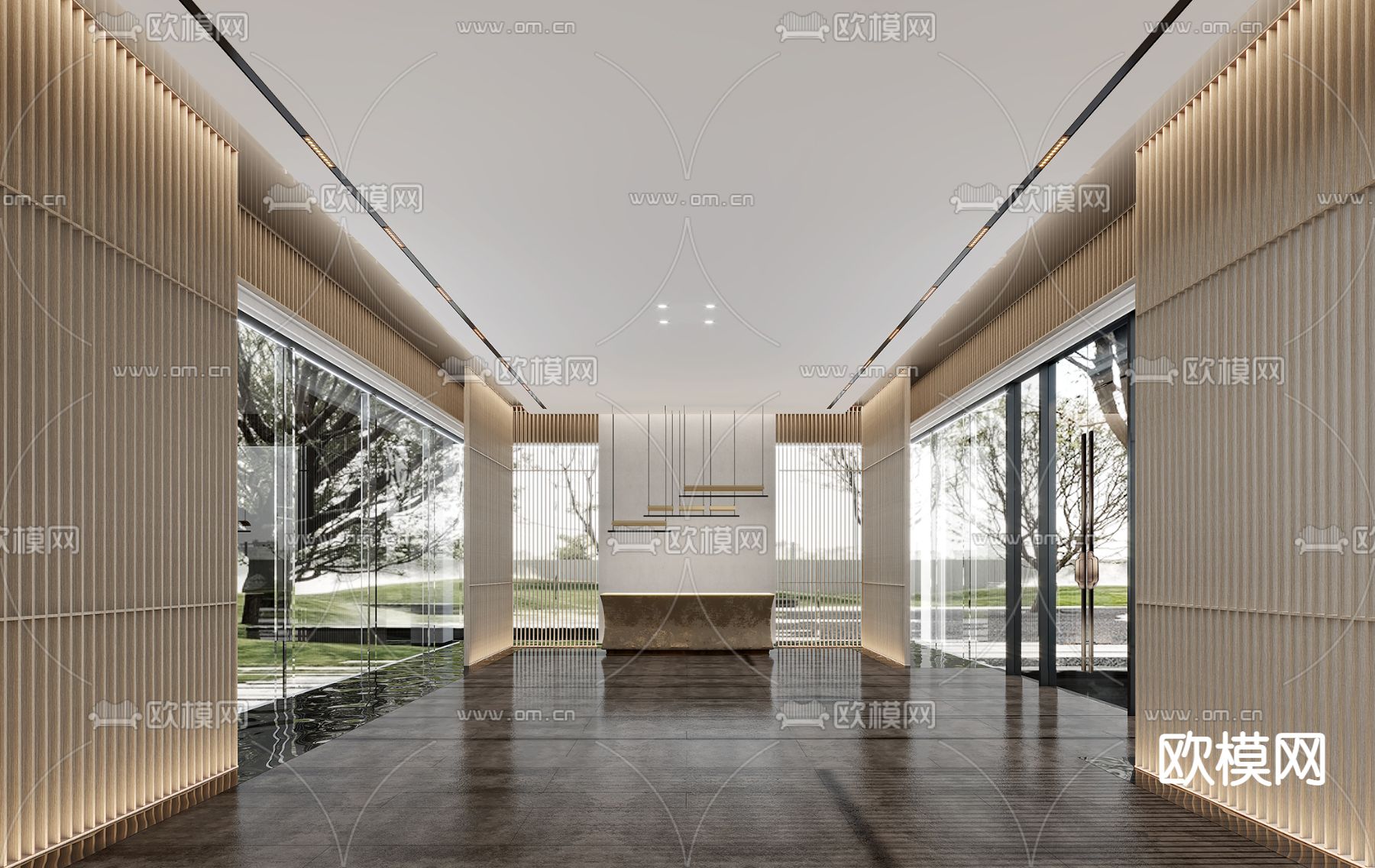 新中式轻奢健身房3d模型下载（渲染图2）