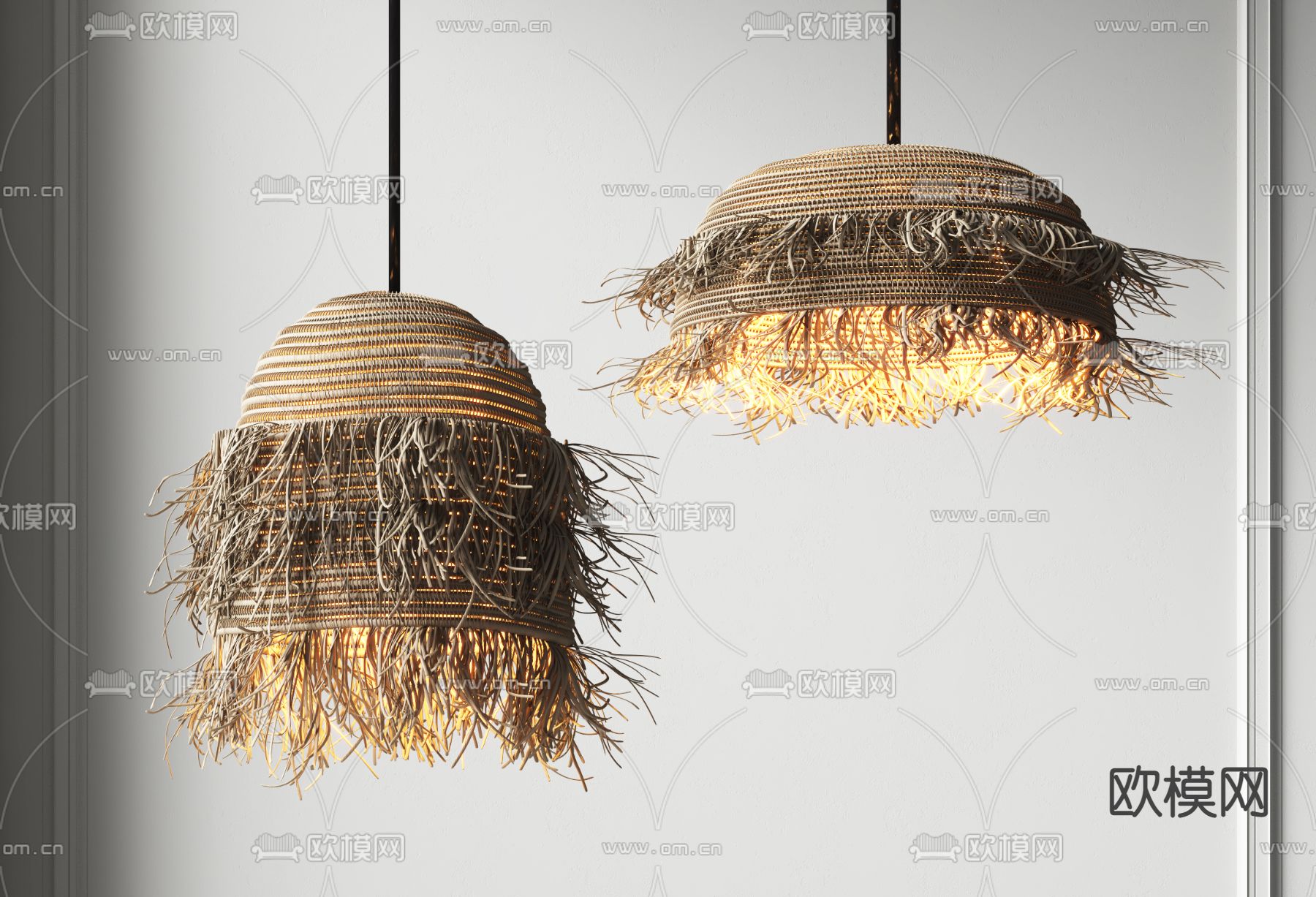 东南亚编织吊灯3d模型下载