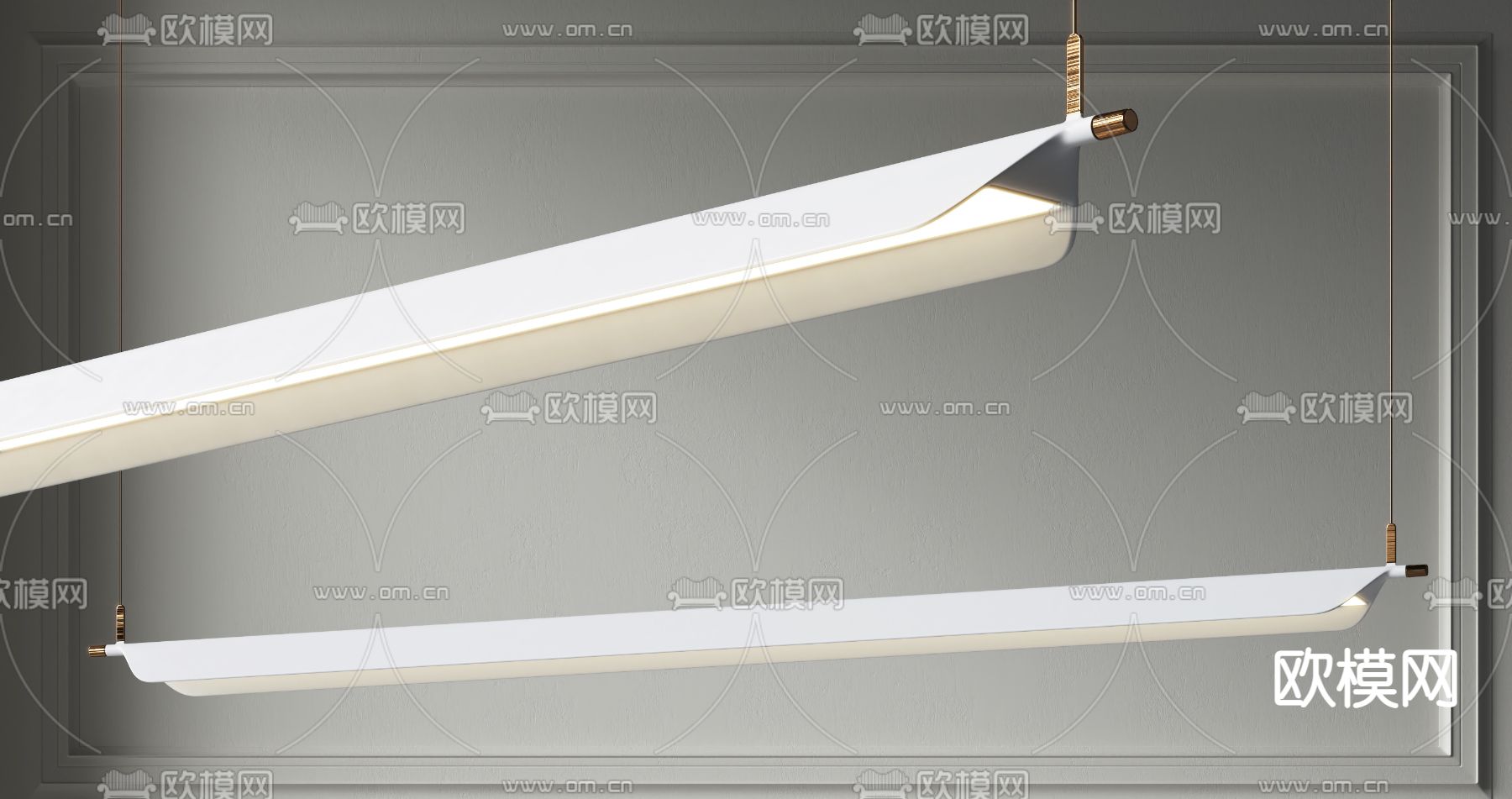 现代长条吊灯3d模型