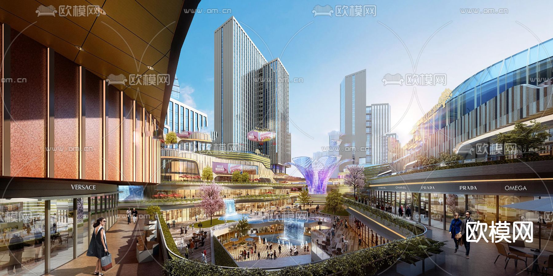 现代商业街综合体鸟瞰su模型下载（渲染图5）