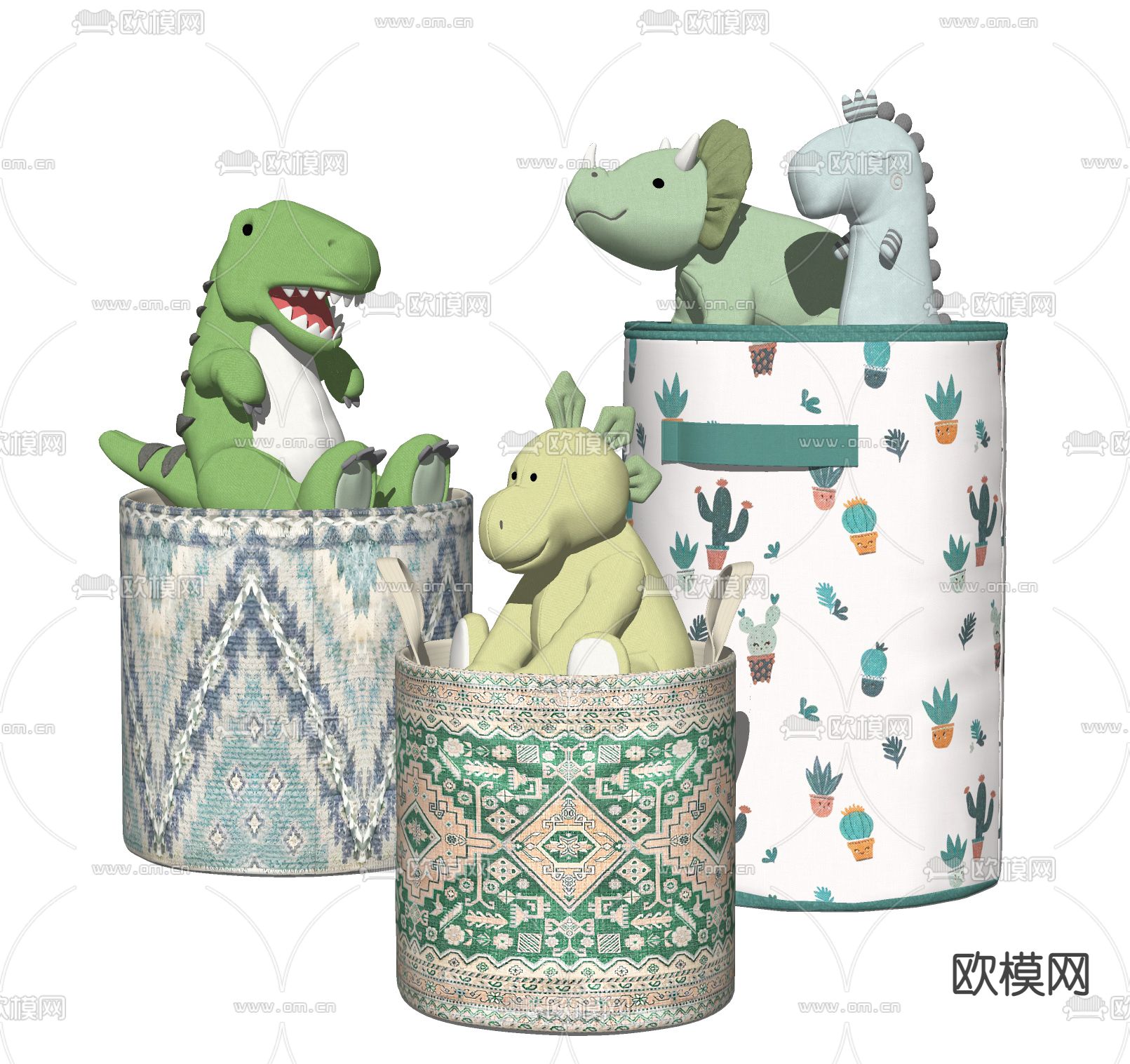 现代恐龙玩具筐su模型