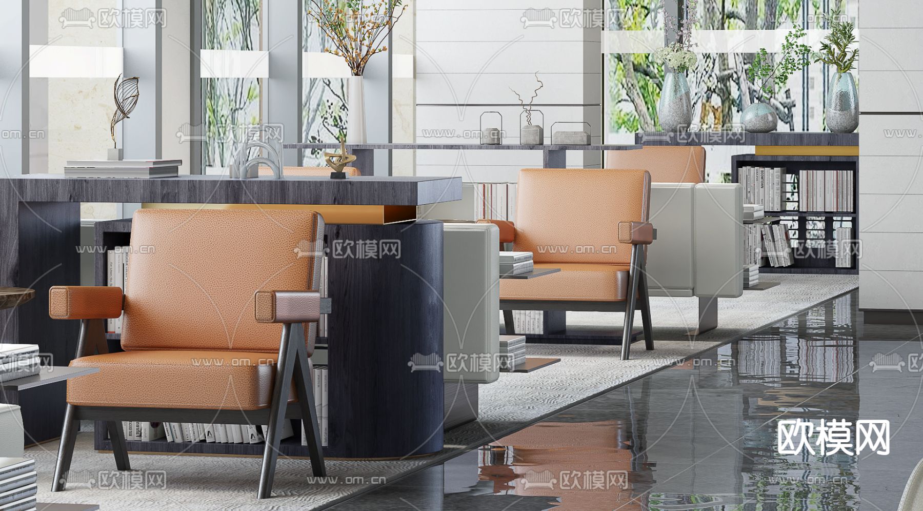 六艺源设计 现代售楼处洽谈区3d模型下载（渲染图2）