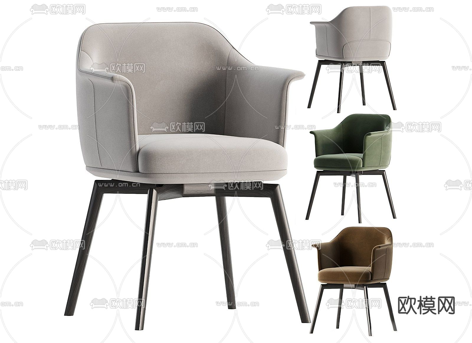 Minotti 现代皮革休闲椅子3d模型下载