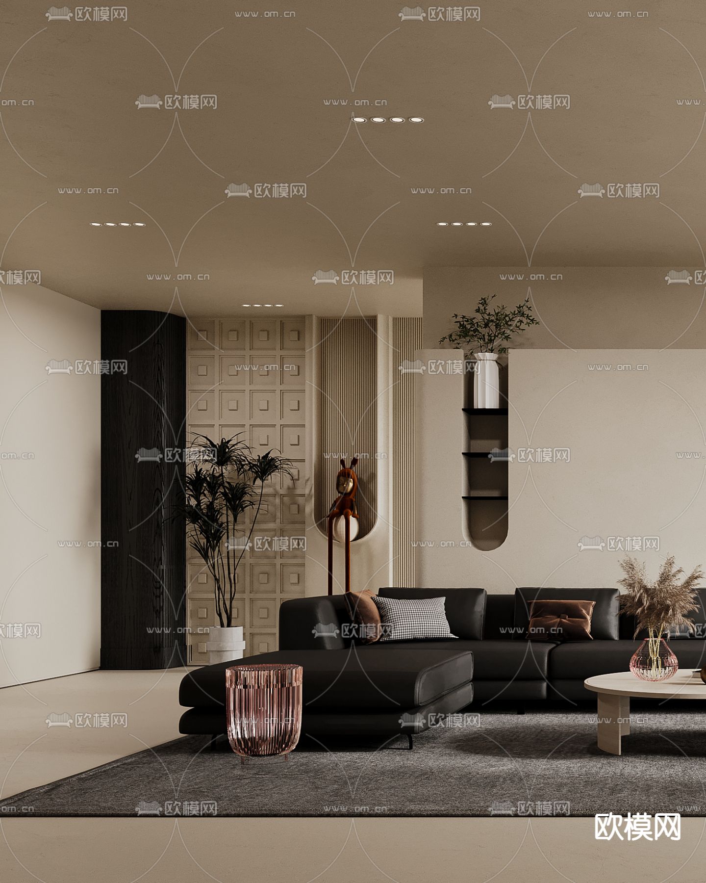侘寂风客厅3d模型下载（渲染图2）