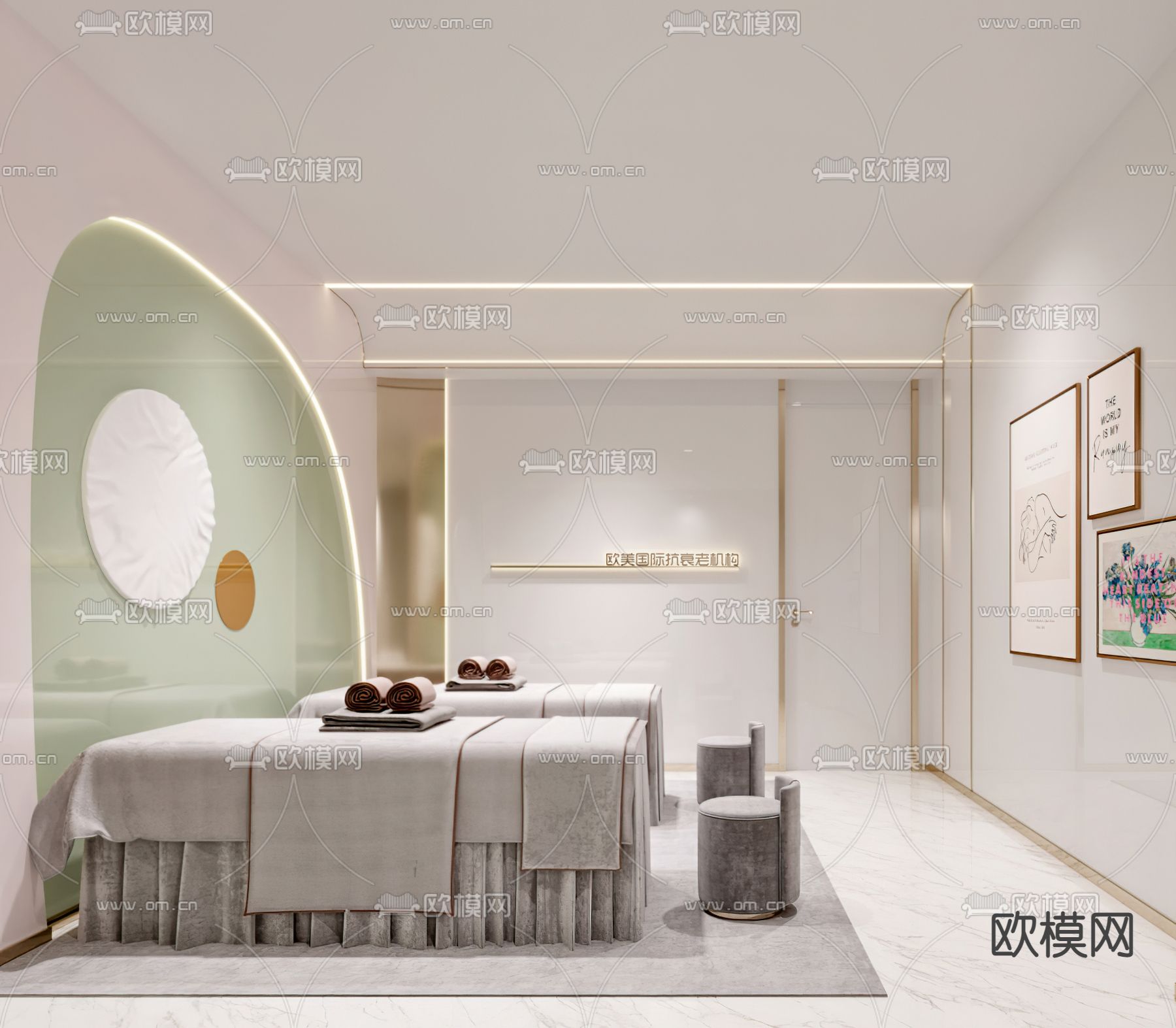 现代轻奢美容包间SPA间3d模型下载