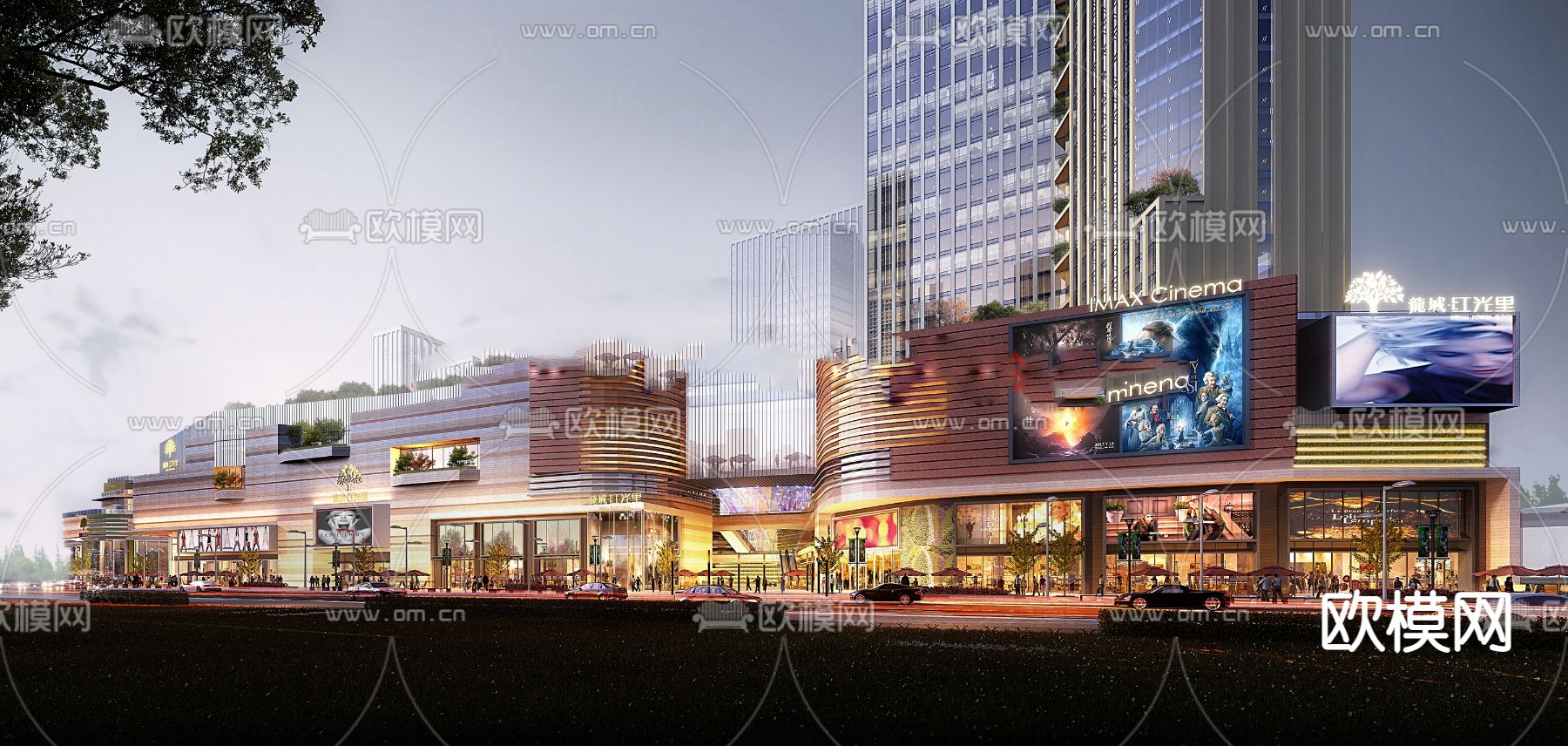 现代商业街综合体鸟瞰su模型下载（渲染图3）