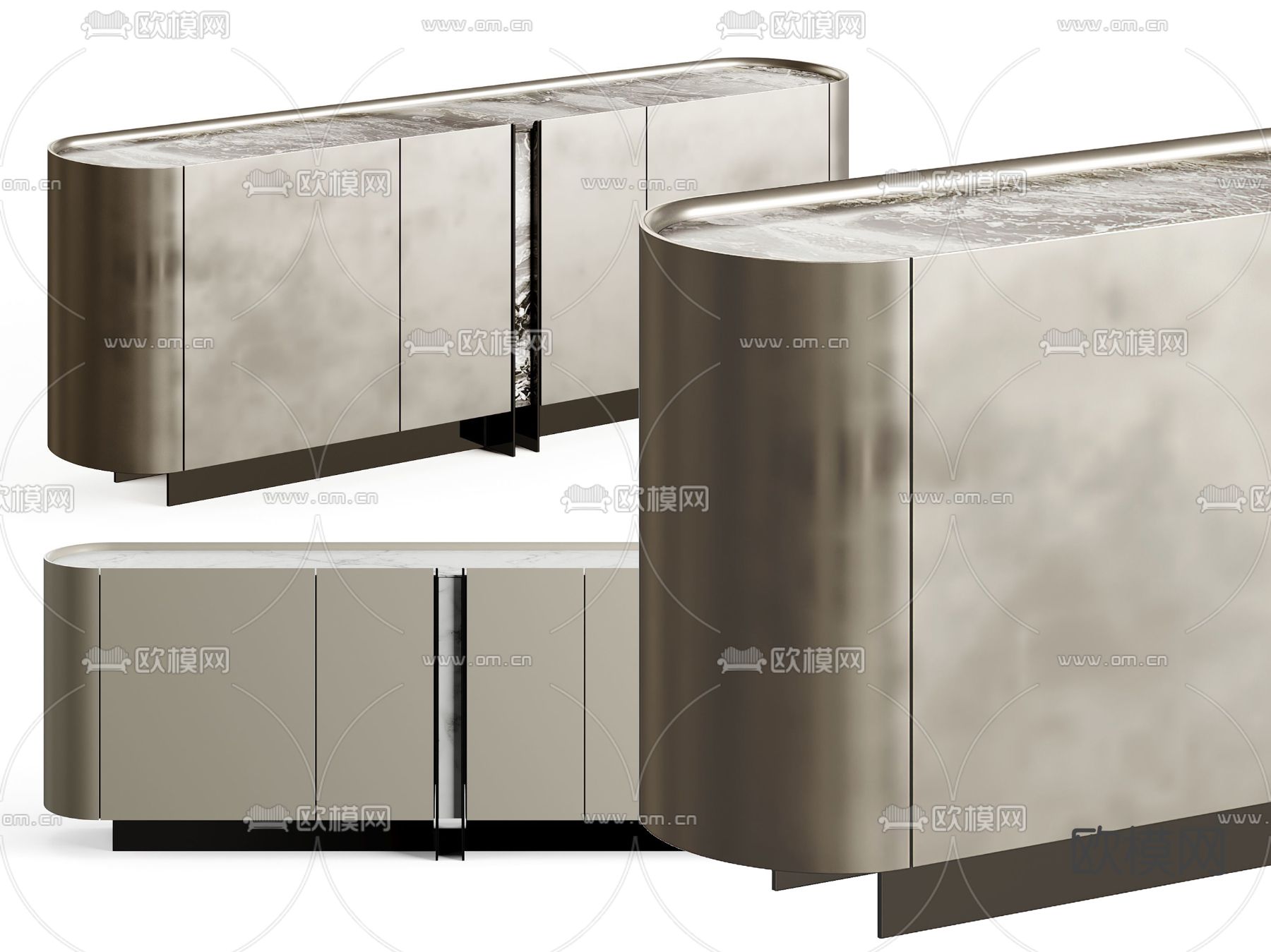 Cattelan Italia 现代椭圆边柜su模型下载（渲染图3）