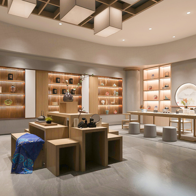  新中式茶馆茶室su模型 