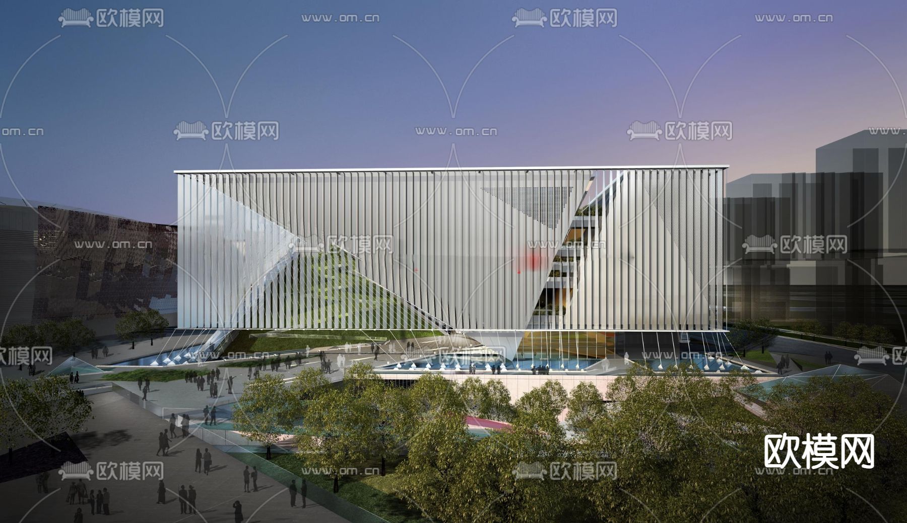 现代科学馆建筑外观su模型下载（渲染图1）