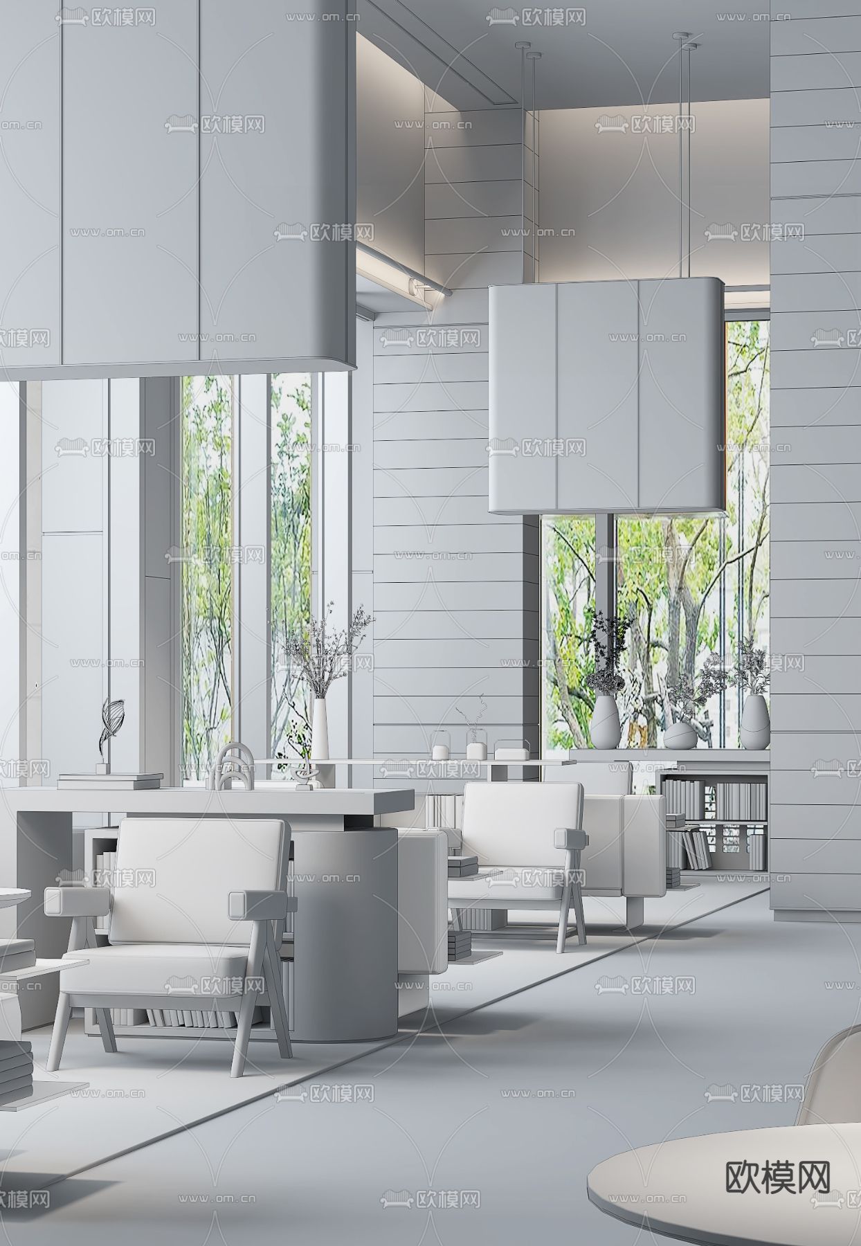 六艺源设计 现代售楼处洽谈区3d模型下载（渲染图4）