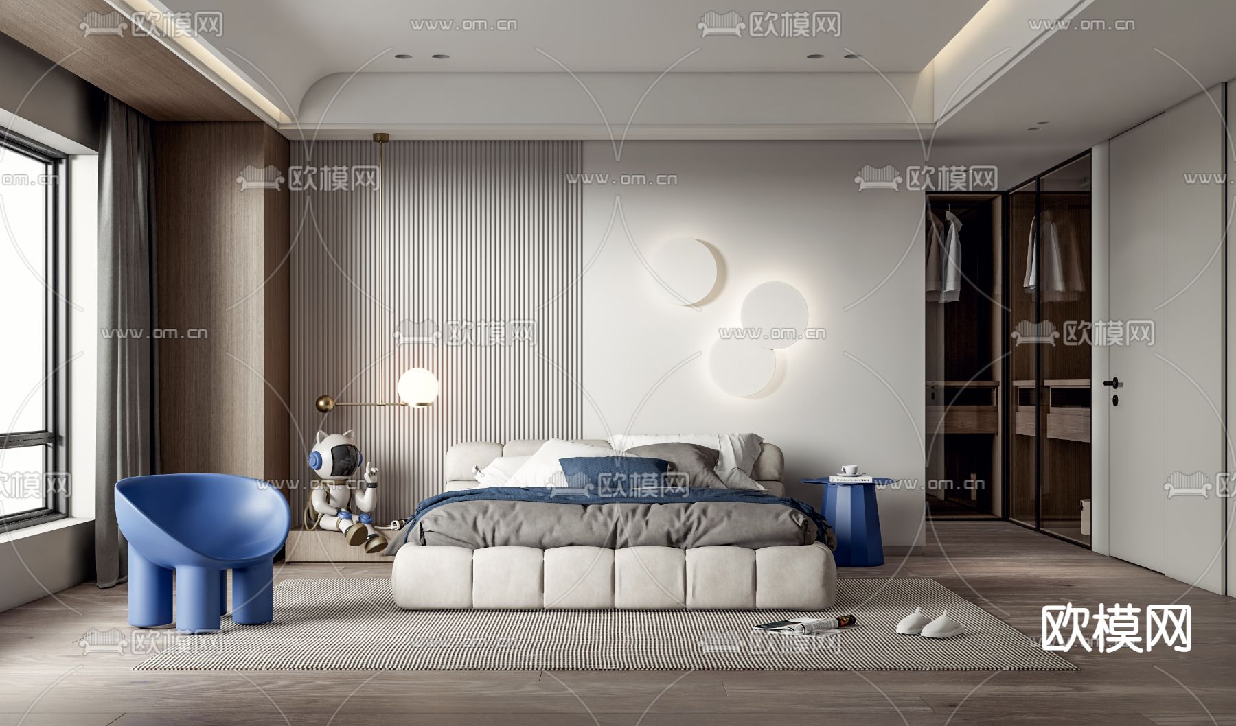 B&B Italia现代卧室su模型下载（渲染图1）