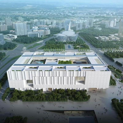  现代博物馆鸟瞰su模型 