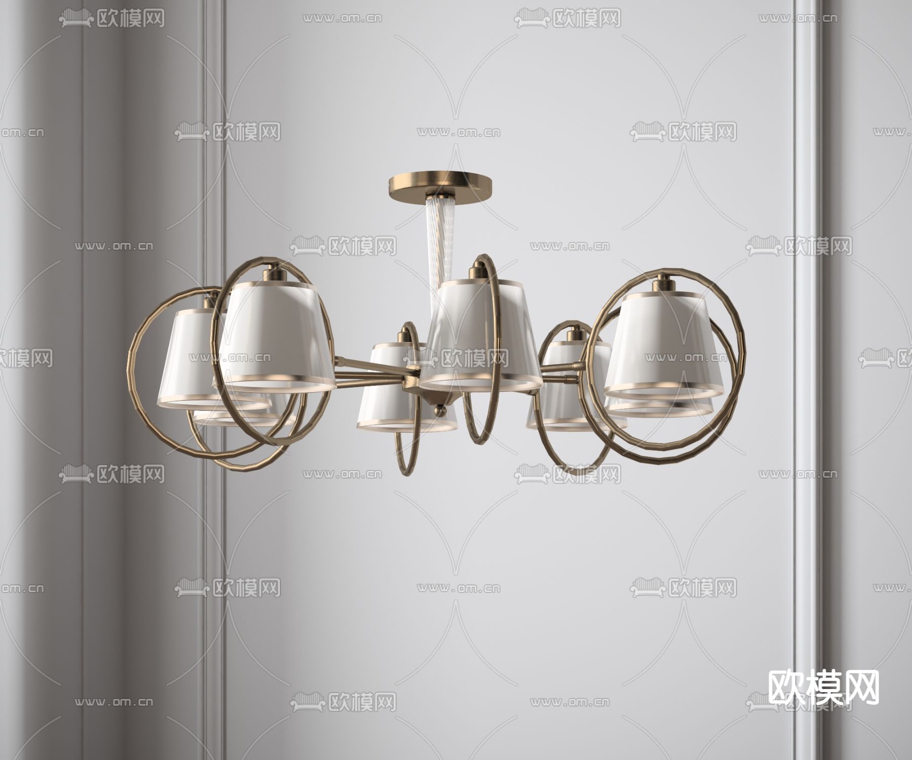 简欧轻奢多头吊灯3d模型下载