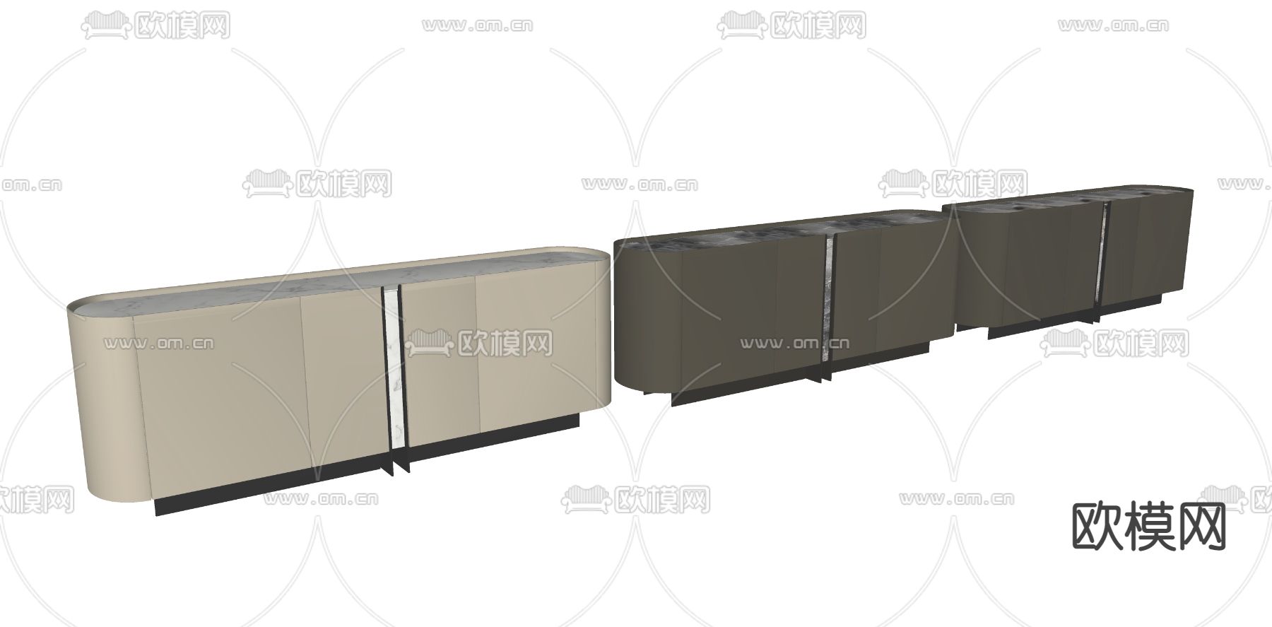 Cattelan Italia 现代椭圆边柜su模型下载（渲染图2）