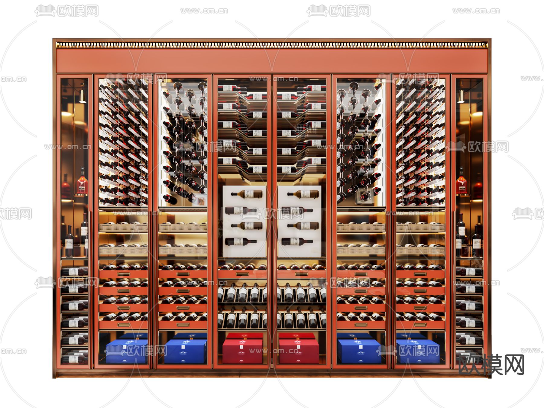 现代轻奢酒柜su模型下载（渲染图1）