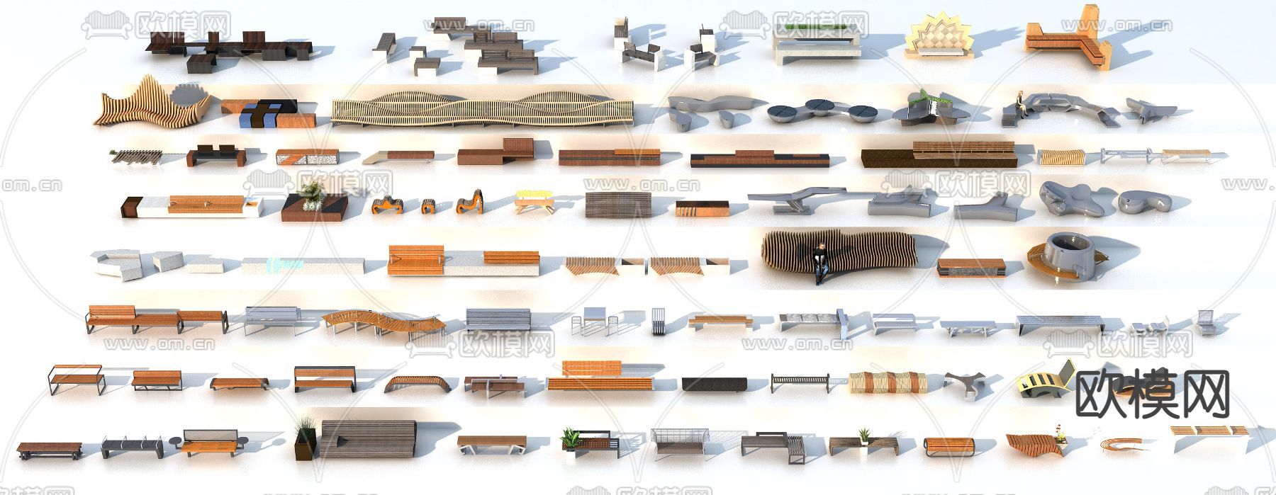 现代异形弧形户外椅子su模型下载（渲染图1）