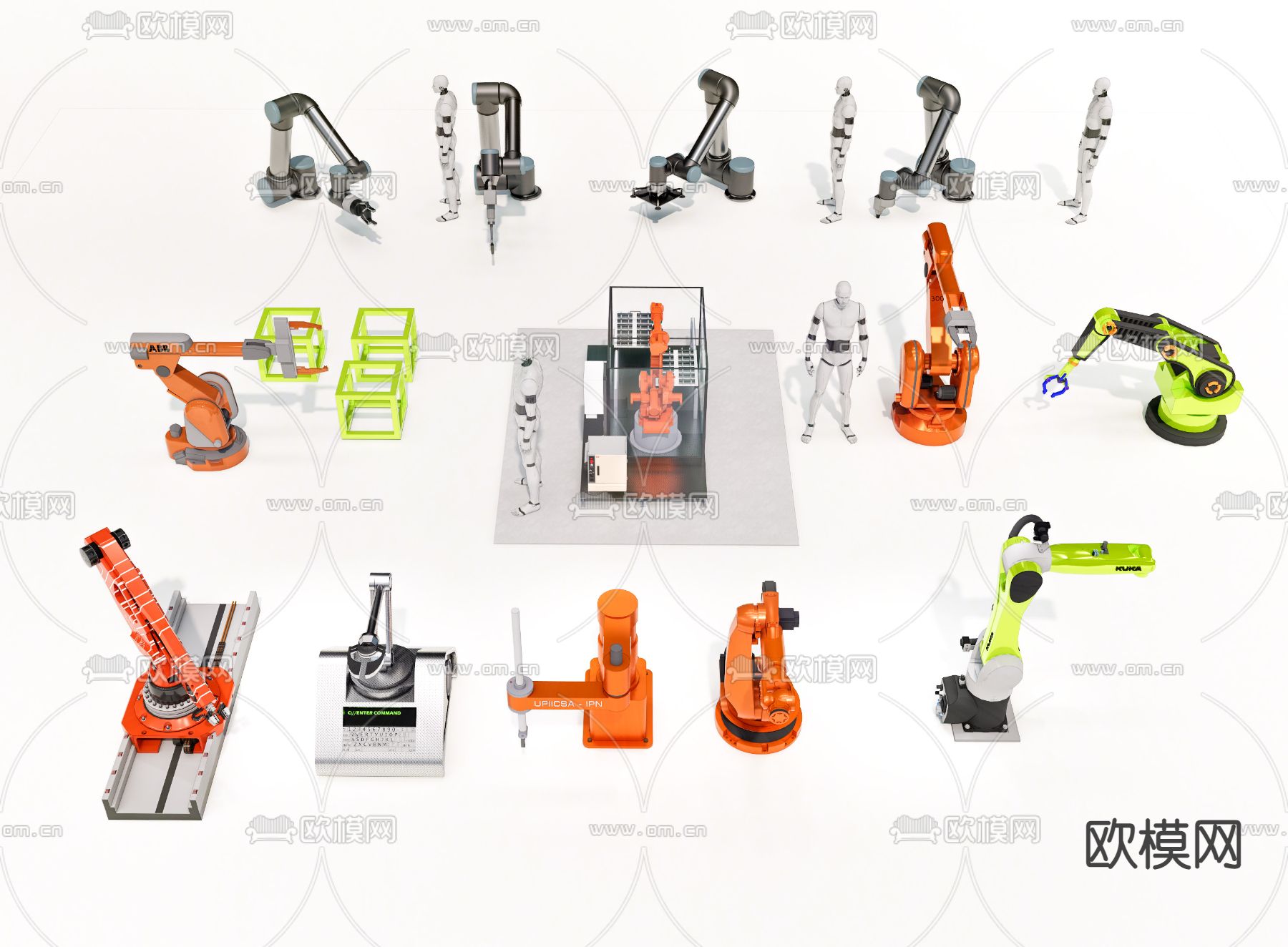 现代机械臂智能机器人su模型下载（渲染图3）