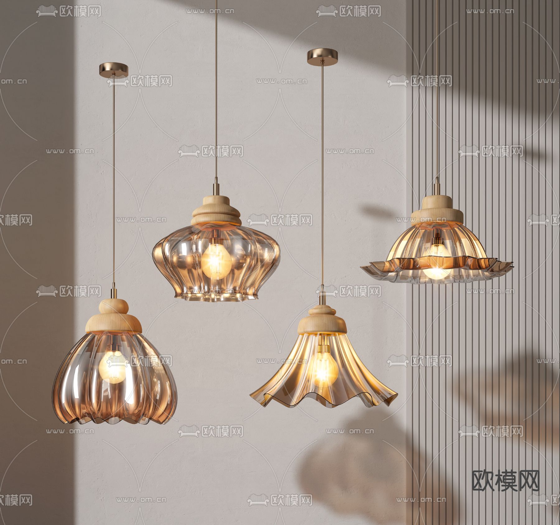 现代玻璃小吊灯3d模型下载