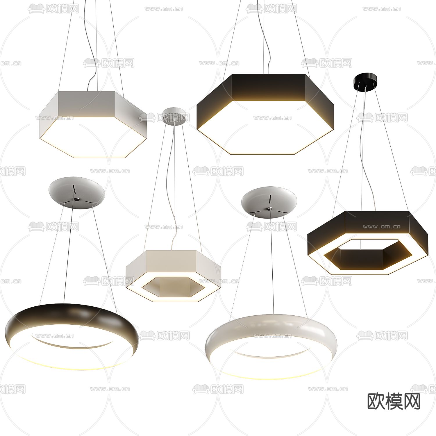 现代几何吊灯su模型下载（渲染图1）