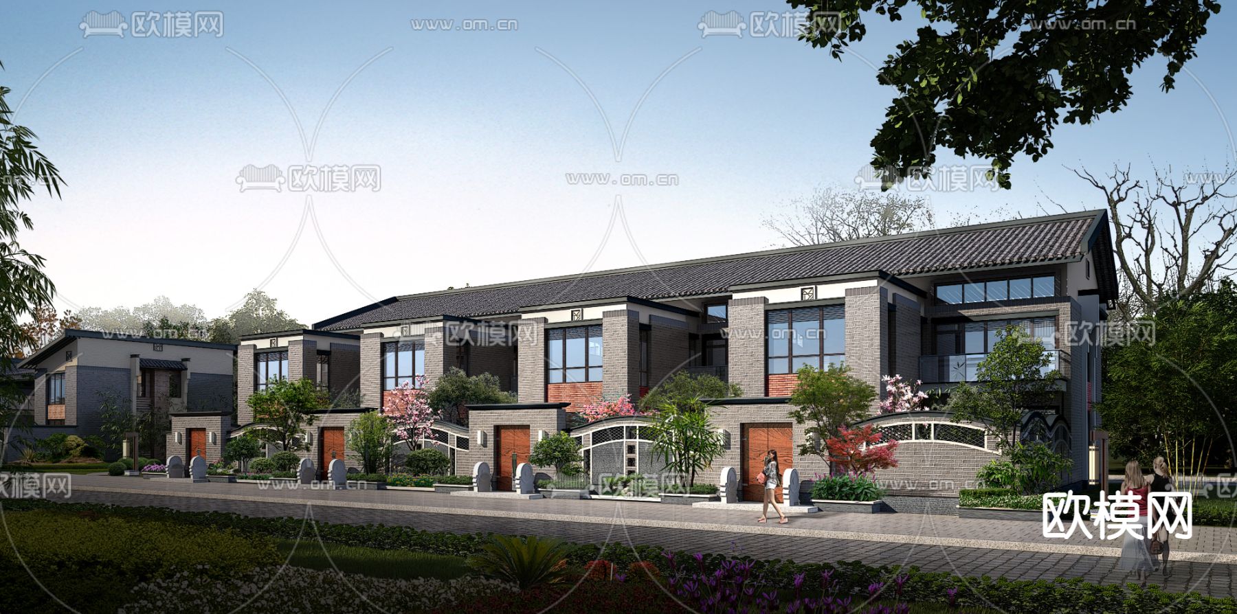 中式四合院住宅外观su模型