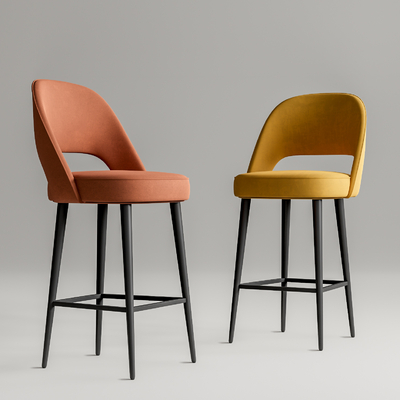 现代靠背吧台椅su模型