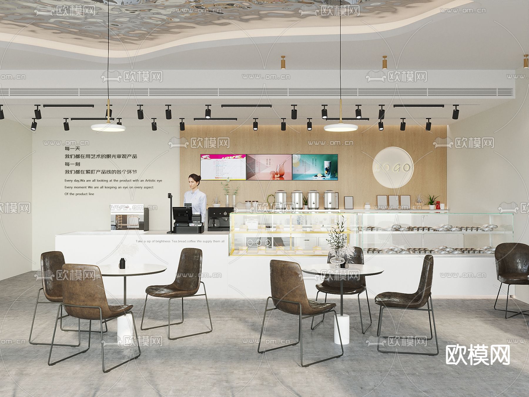 现代甜品面包店3d模型下载（渲染图2）